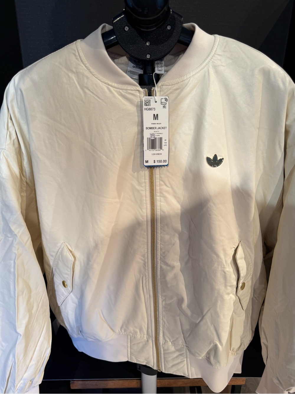 Adidas women’s Cream Bomber Jacket - Medium